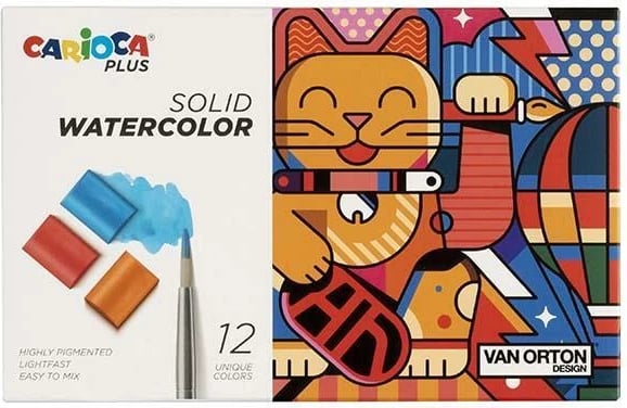Markerë uji Carioca Plus 12 Ngjyra me Brushë