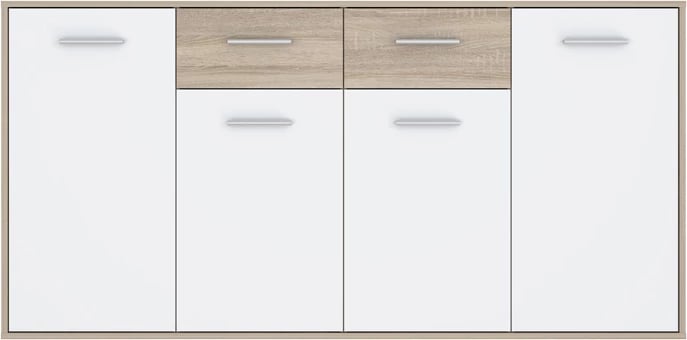 Bufe melamine, ngjyrë bardhë dhe sonoma, 162.3x34.2x81.7cm