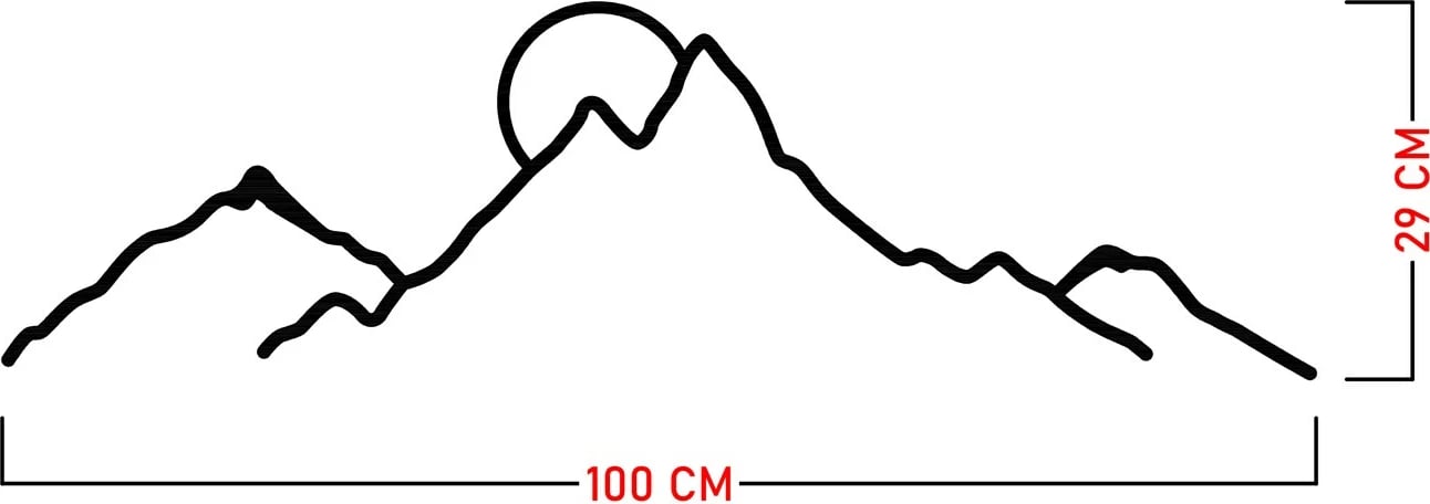 Aksesor dekorativ metalik për mur, Wallity Ayers, ngjyrë e zezë, 100x29cm