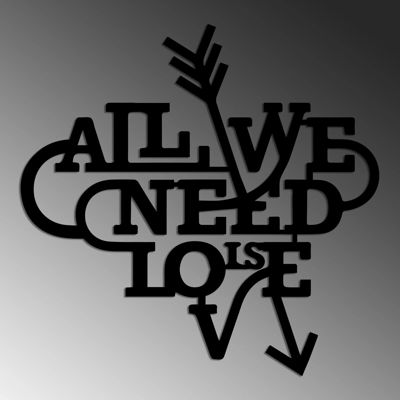 Aksesor dekorativ metalik për mur, Wallity, Need is Love, ngjyrë e zezë