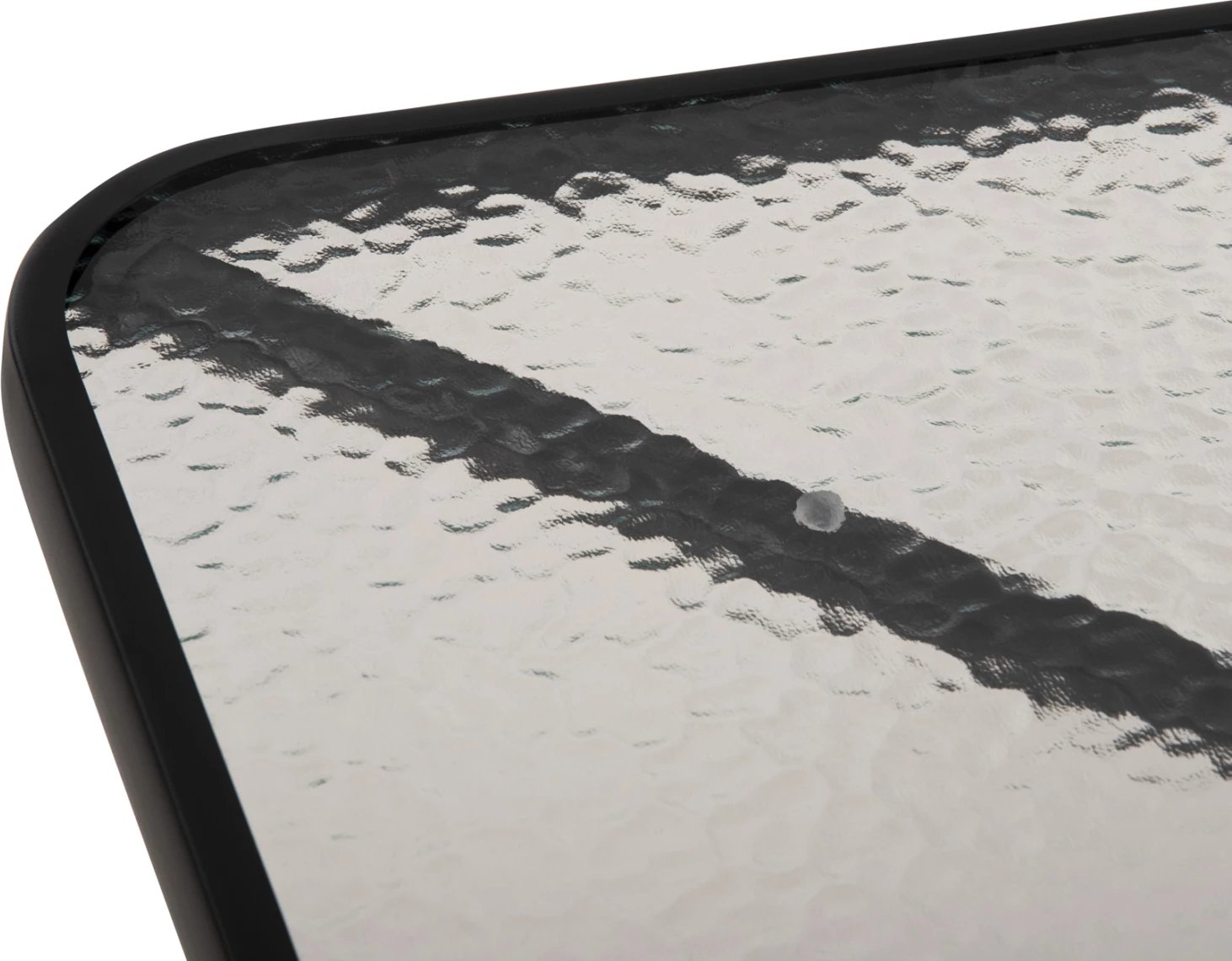 Tavolinë e jashtme katrore FIGO FH5972.03, metalike e zezë me sipërfaqe tavoline prej xhami, 80x80x71 cm