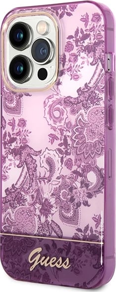 Mbështjellës Guess Porcelain Collection për iPhone 14 Pro Max, fuchsia Mbështjellës Guess Porcelain Collection për iPhone 14 Pro Max, fuchsia