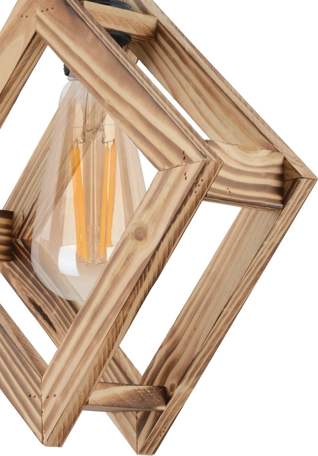 Llambë tavani prej druri, formë katrore, ngjyrë natyrale, Opviq