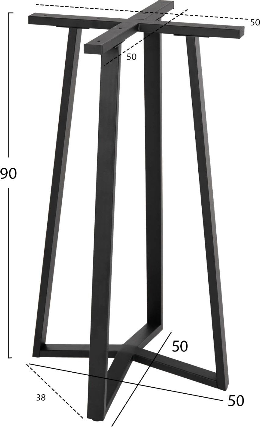 Bazë për tavolinë bar, lartësi mesatare, metal i zi, 50x50x90H cm