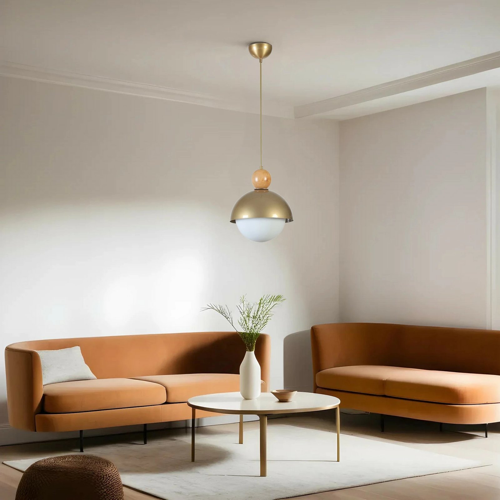 Llambë tavani Opviq, retro, 3 gota të bardha, ngjyrë ari