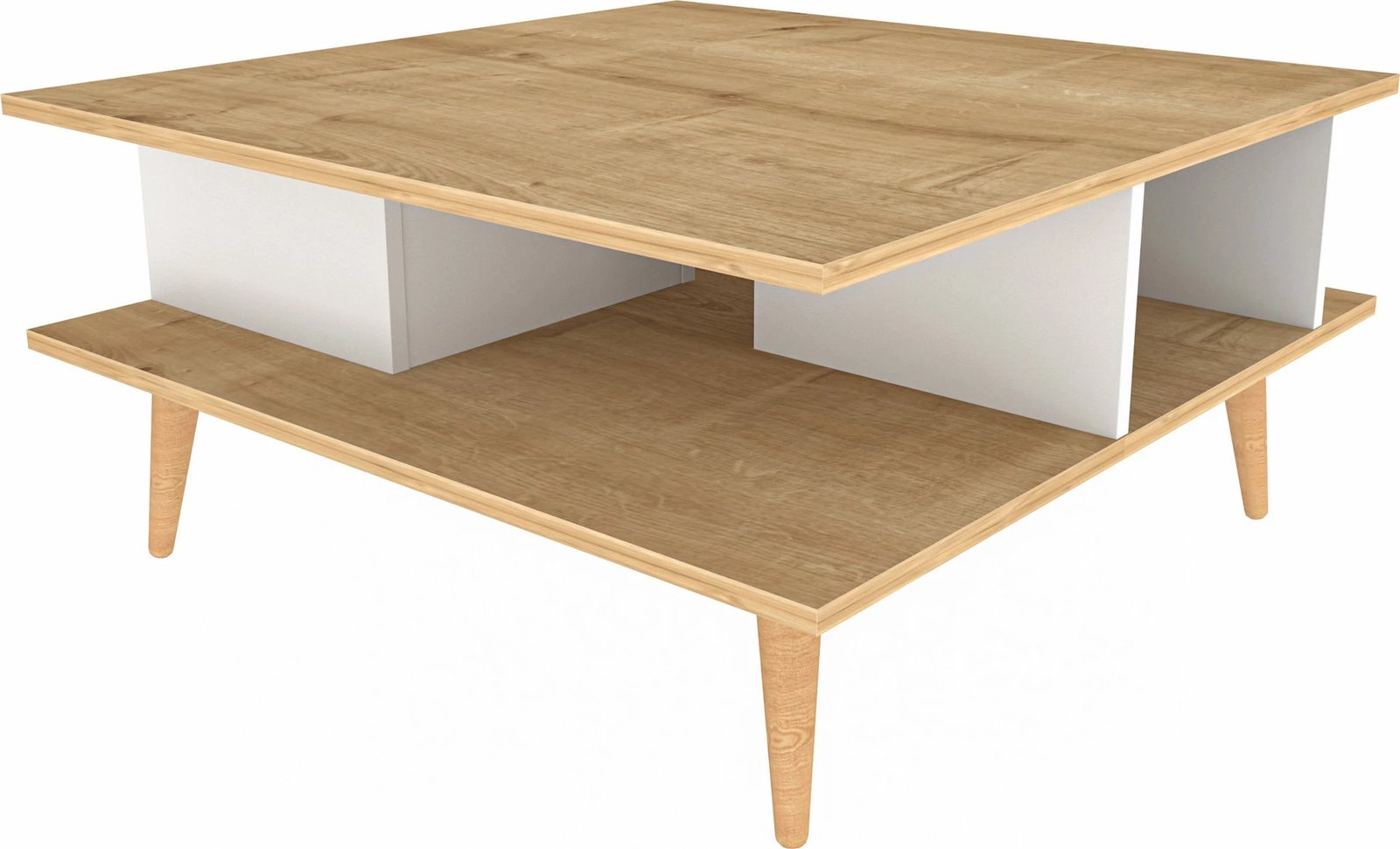 Tavolinë e ulët Hanah Home, Akya, ngjyrë lis dhe e bardhë