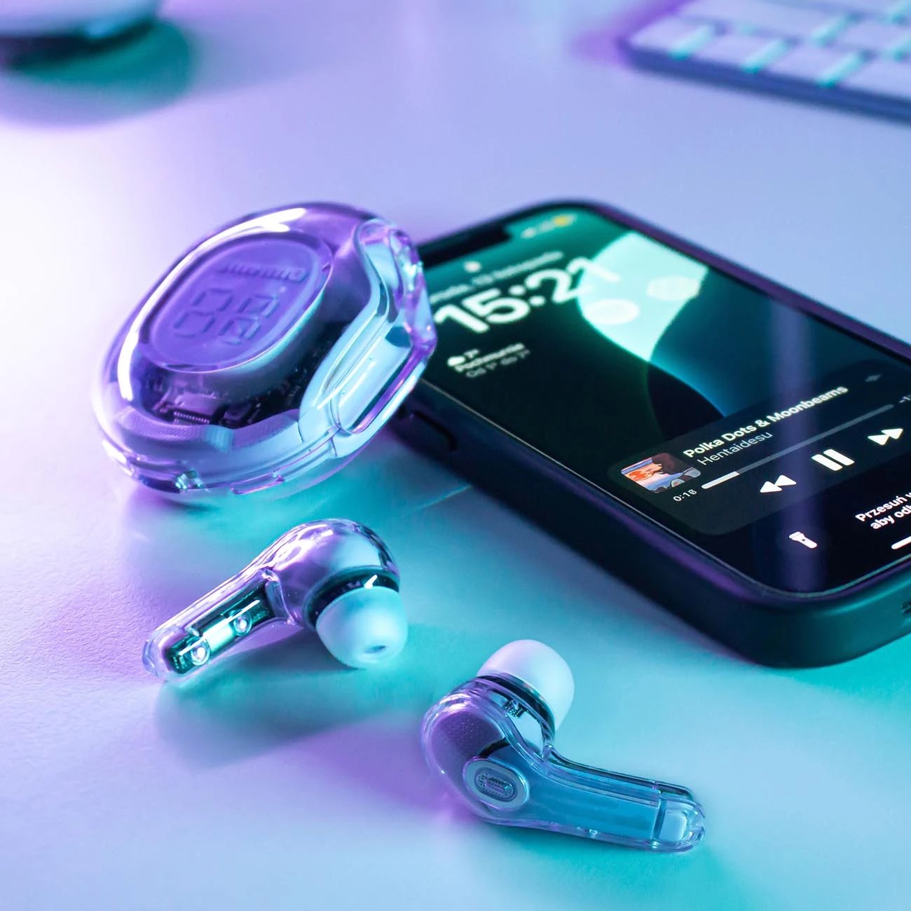 Kufje wireless Acefast T8 TWS, Bluetooth 5.3, me kuti karikimi, Bardhë