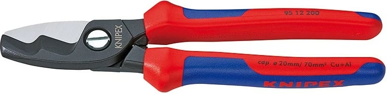 Knaipx tangenciale 200mm, dorezë plastike, ngjyrë kaltër e kuqe