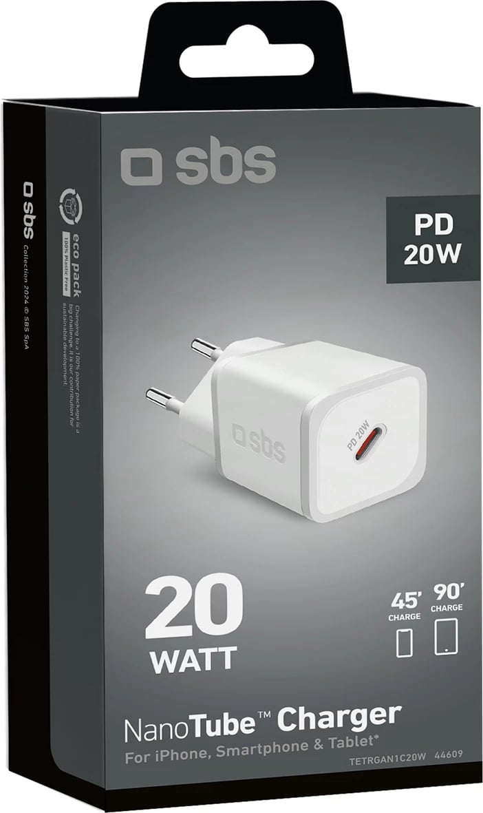 Karikues muri SBS TETRGAN1C20W, 20W, GaN, USB-C, i bardhë