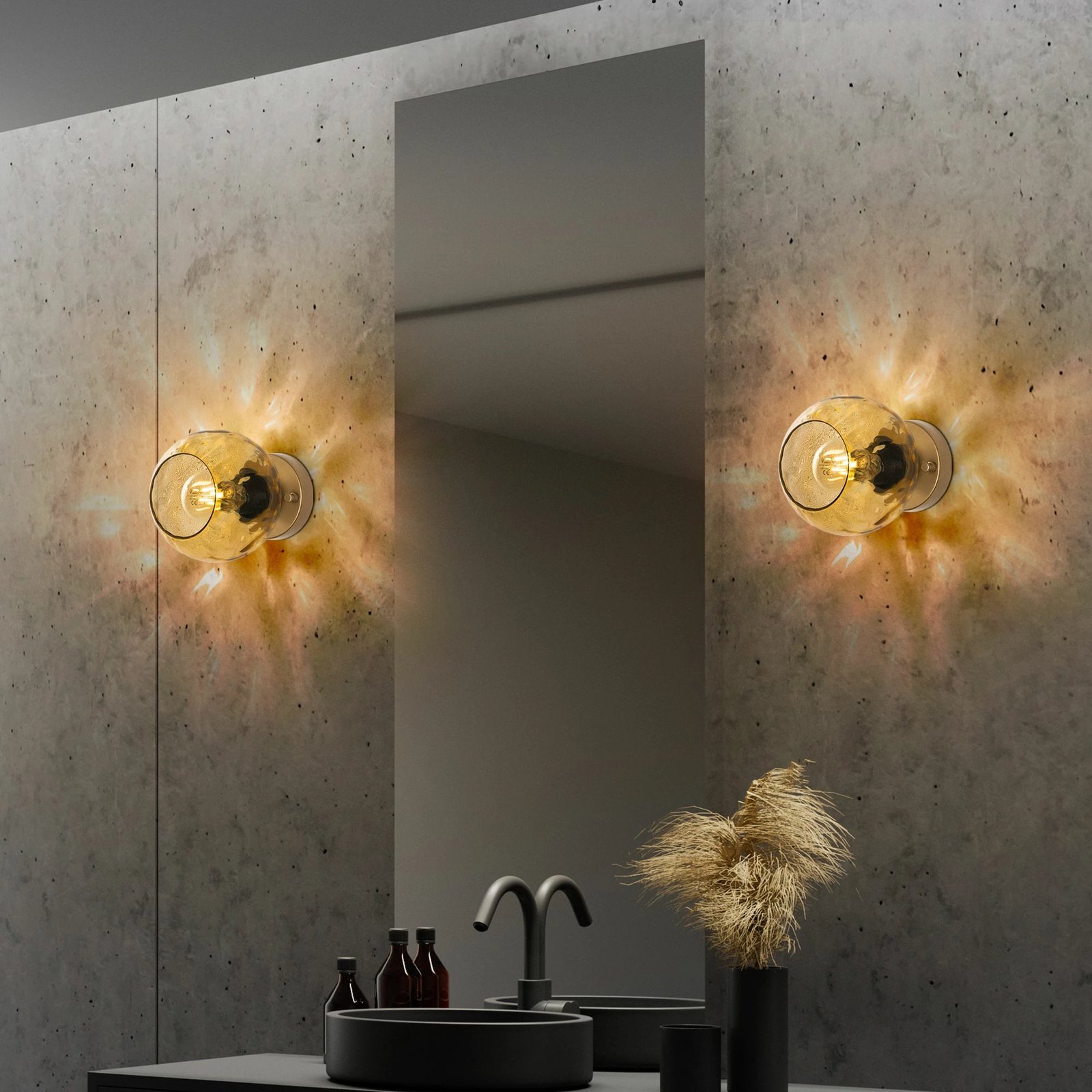 Llambë muri Opviq, Benek - 15 - 14404, metal e xham, ngjyrë e verdhë dhe ari