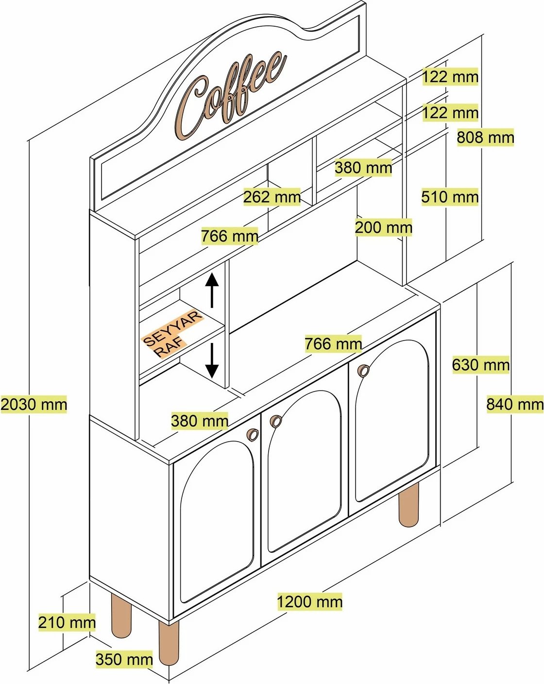 Dollap për kafe, Skye Decor, Bohem 860, i bardhë