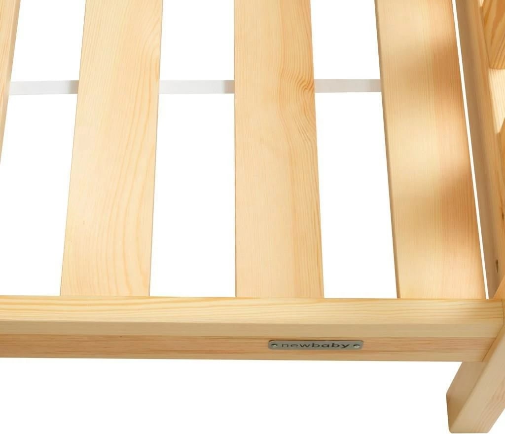 krevat shtëpizë për fëmijë, New Baby CASTELLO, 160x80 cm, me mbrojtëse dhe bazë me letvica, natyral