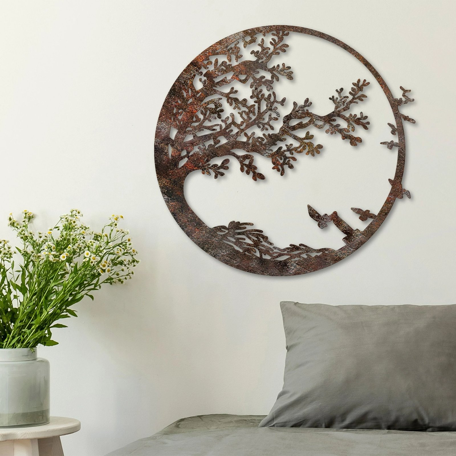 Aksesor dekorativ metalik për mur, Wallity, pemë me efekt të ndryshkur