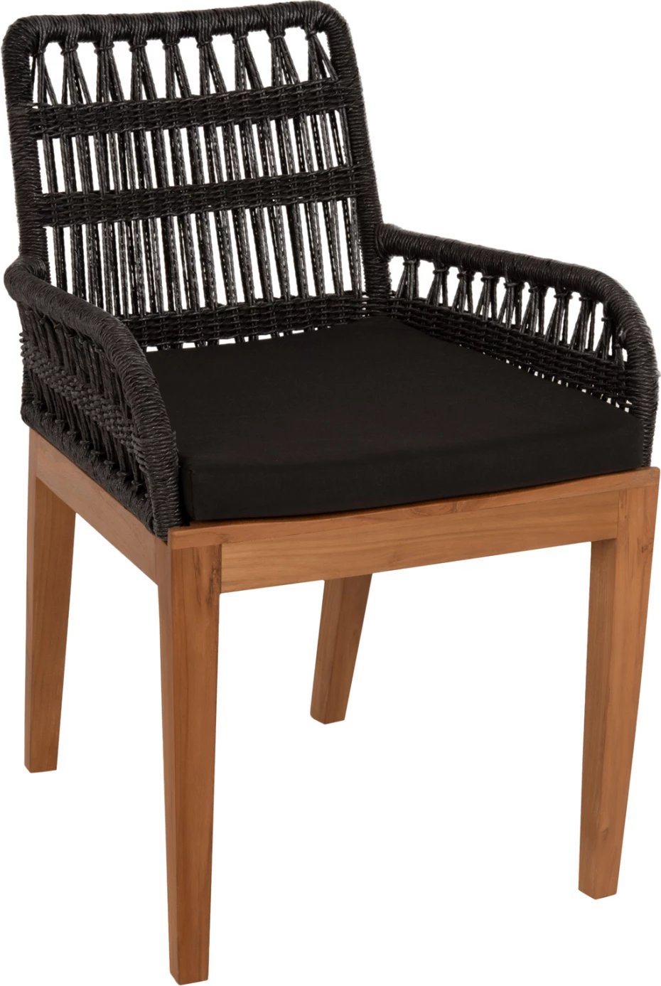 Karrige me krahë Stardom, dru teak, ngjyrë mjaltë, litar i zi, FH9760.03, 57x65x83cm