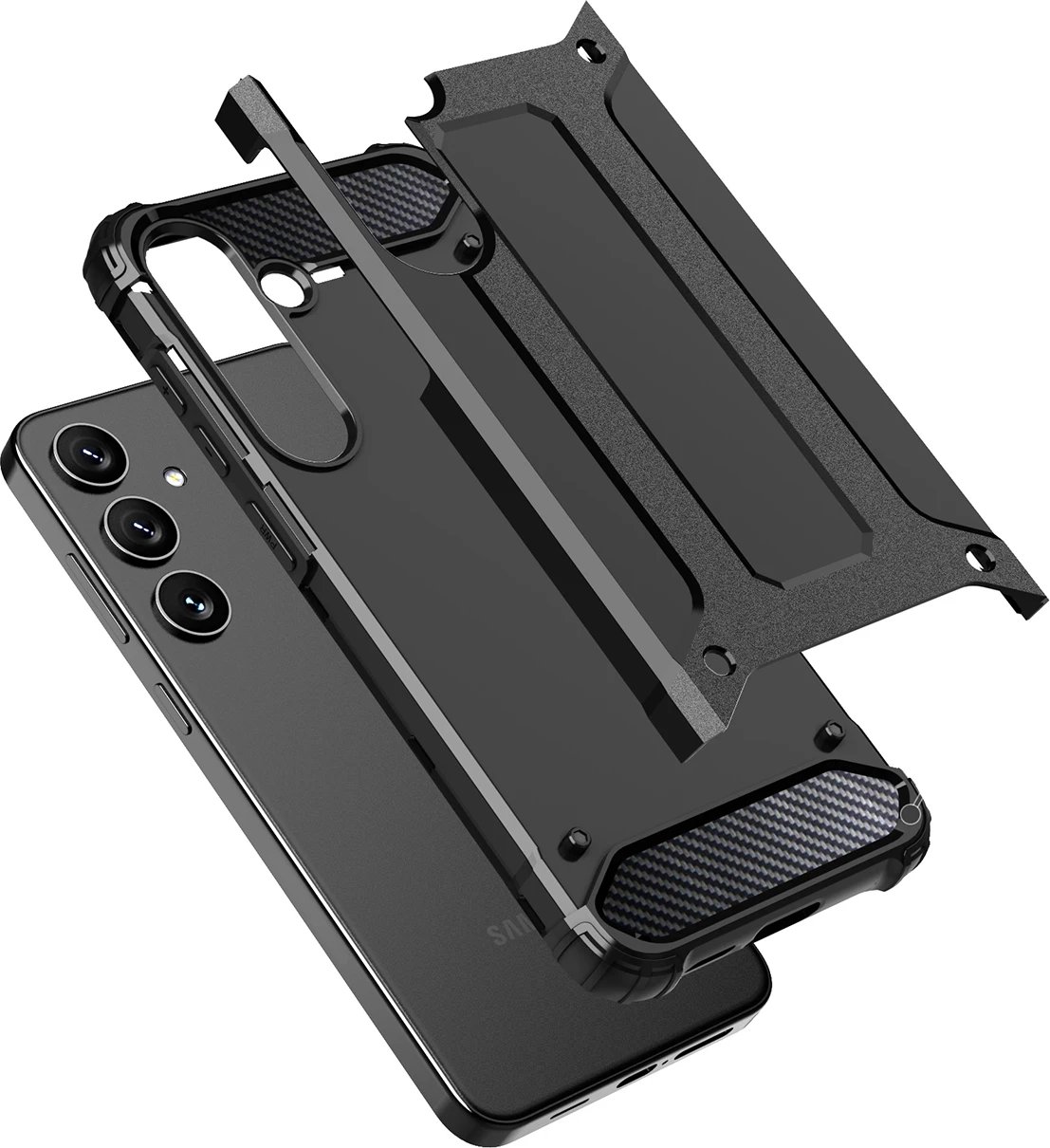 Mbështjellës Hurtel Hybrid Armor për Samsung Galaxy S25, i zi