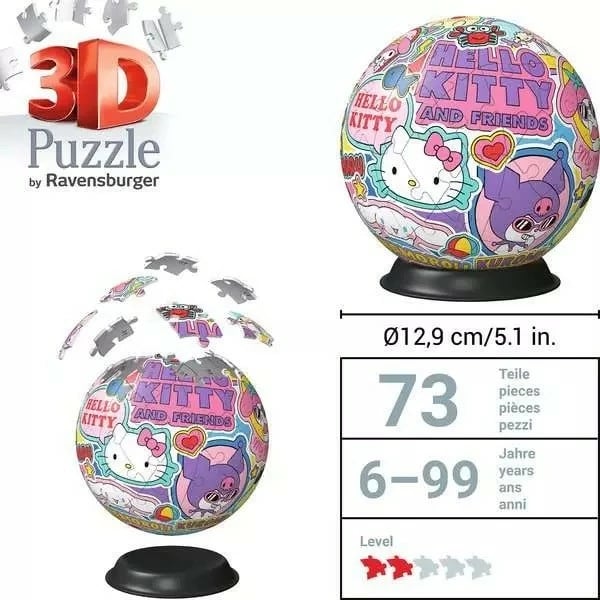 Puzzle 3D Ravensburger Hello Kitty, 72 pjesë, plastikë, 12.9 cm