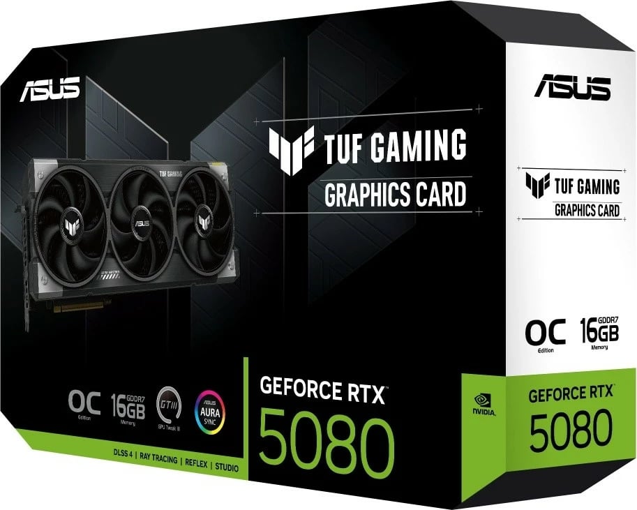 Kartë grafike Asus GeForce RTX 5080 TUF GAMING OC, 16GB GDDR7, 256-bit, e zezë Kartë grafike Asus GeForce RTX 5080 TUF GAMING OC, 16GB GDDR7, 256-bit, e zezë