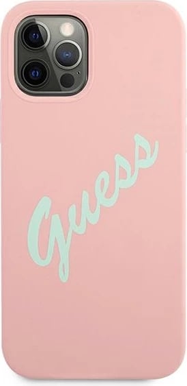 Mbështjellës Guess GUHCP12LLSVSPG për iPhone 12 Pro Max 6.7", silikon, rozë/jeshile Mbështjellës Guess GUHCP12LLSVSPG për iPhone 12 Pro Max 6.7", silikon, rozë/jeshile