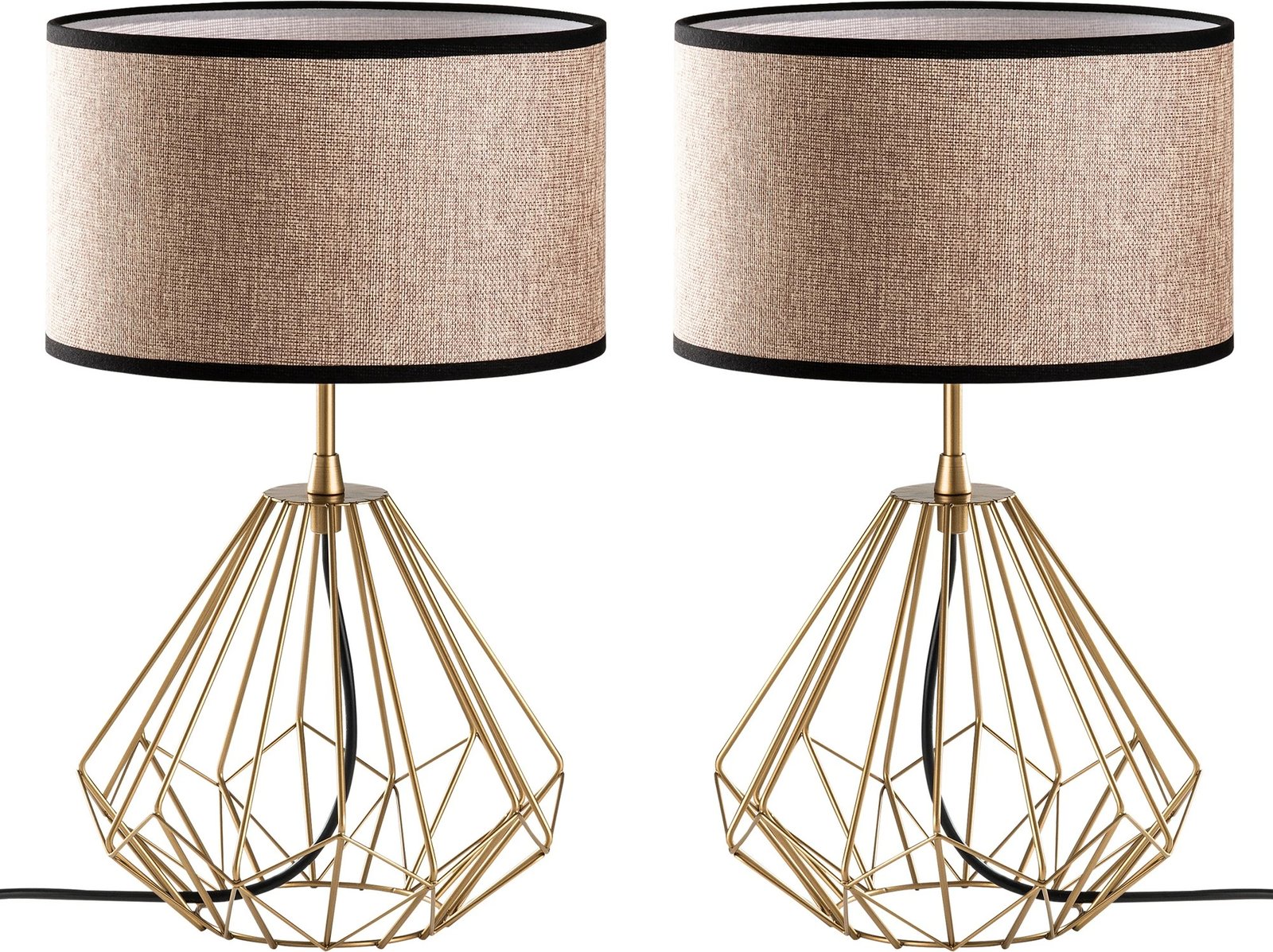 Set llamba tavoline Opviq, model Diamond, ngjyrë ari, S-712, 2 copë