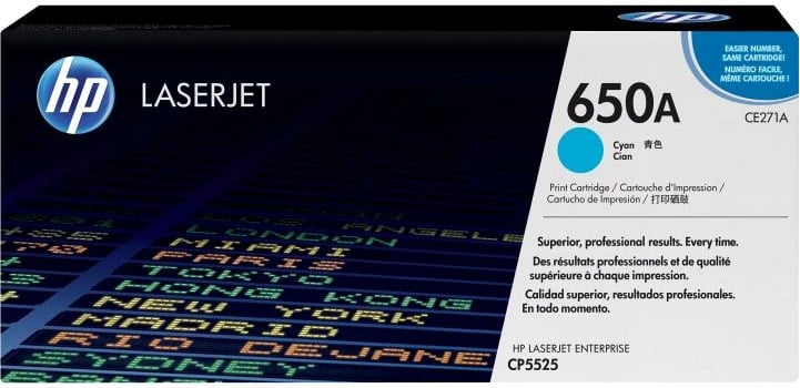 Toner HP 650A CE271A origjinal rendiment 9.750–23.700 faqe Cyan
