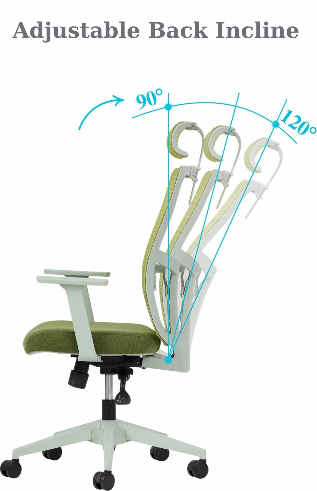 Karrige zyre ergonomike, ngjyrë e gjelbër, Skye Decor, 126 cm