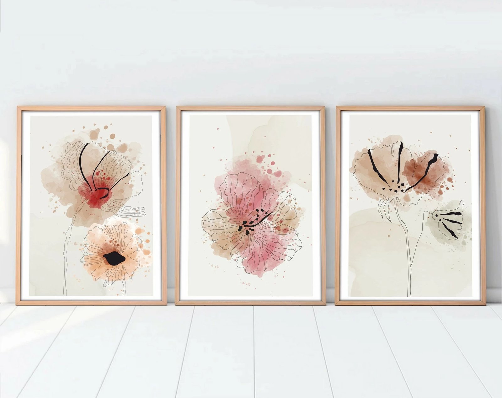 Pikturë dekorative me kornizë MDF (3 copë), Wallity, Huhu205, 50x35cm