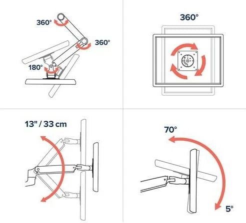 Krah monitori Ergotron LX Wall Mount, 20-34 inç, alumin
