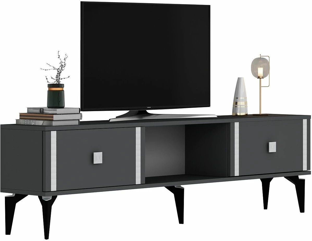 Komodë për TV Skye Decor, Doruk, antracit, argjend