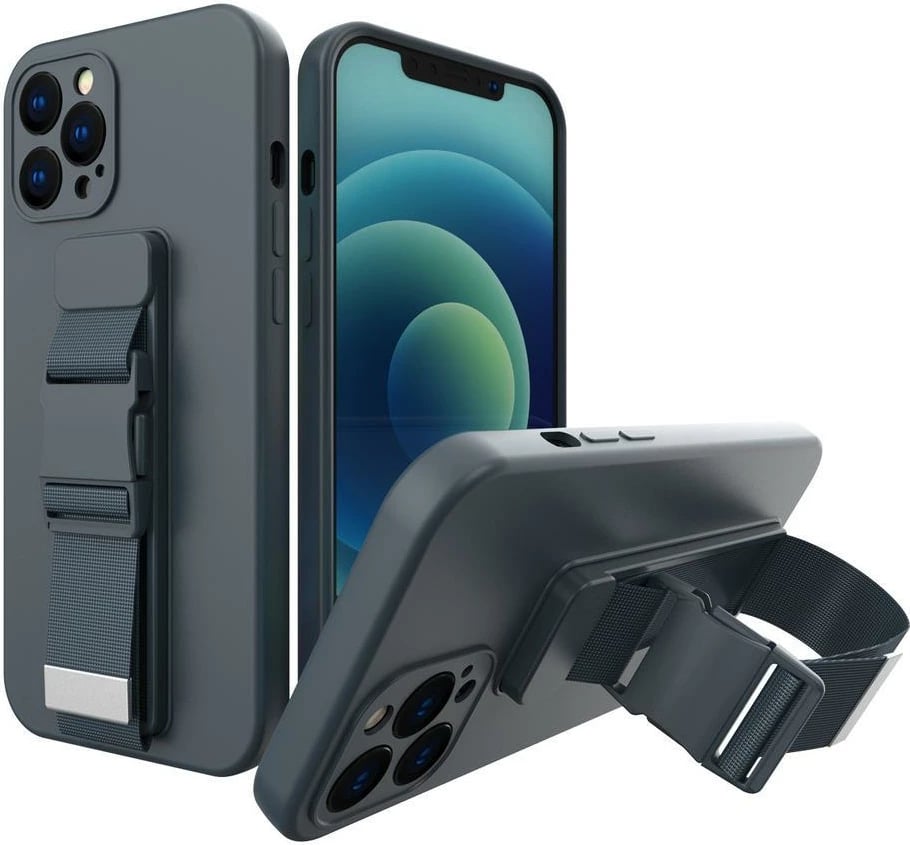 Mbështjellës silikon Hurtel Rope Case me rrip, për Samsung Galaxy A33 5G, Blu
