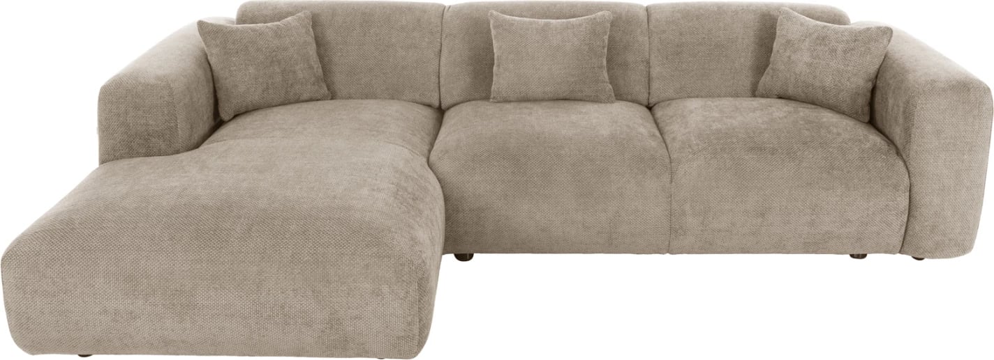 Divan qoshe BRICKEN FH3275.01L, pëlhurë bezhë, 110-282x98-160x72H cm