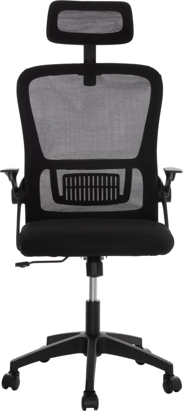 Karrige zyre BLAZER, material rrjete e zezë, krahë najloni të zinj, FH1205.01, 60.5x47x85.5cm