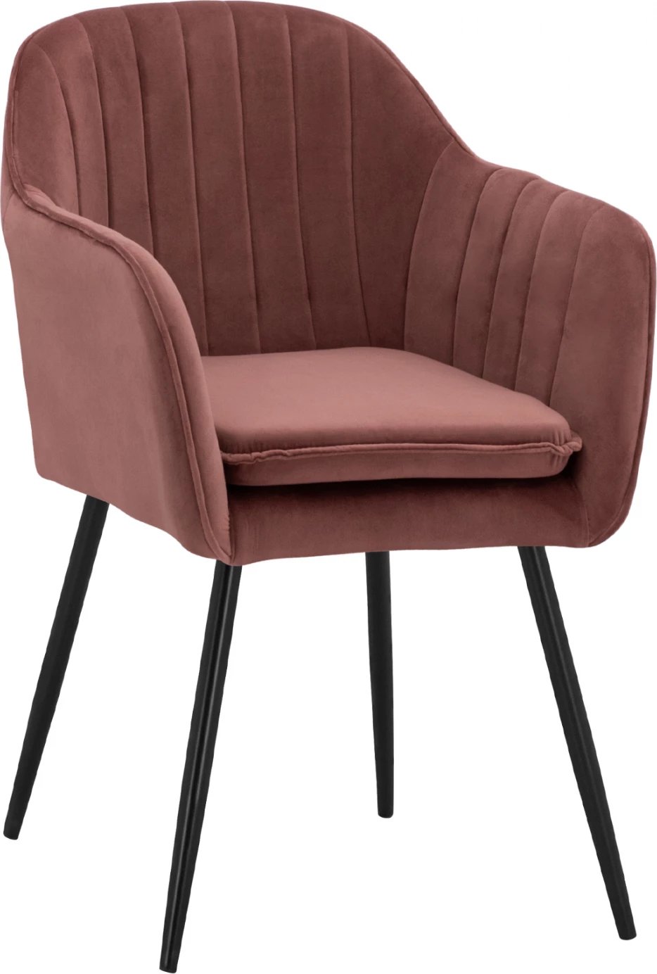 Karrige kadifeje SAWYER, ngjyrë rozë e pluhurosur, këmbë të zeza, FH8523.12, 53x60x76 cm, set prej 2 copë