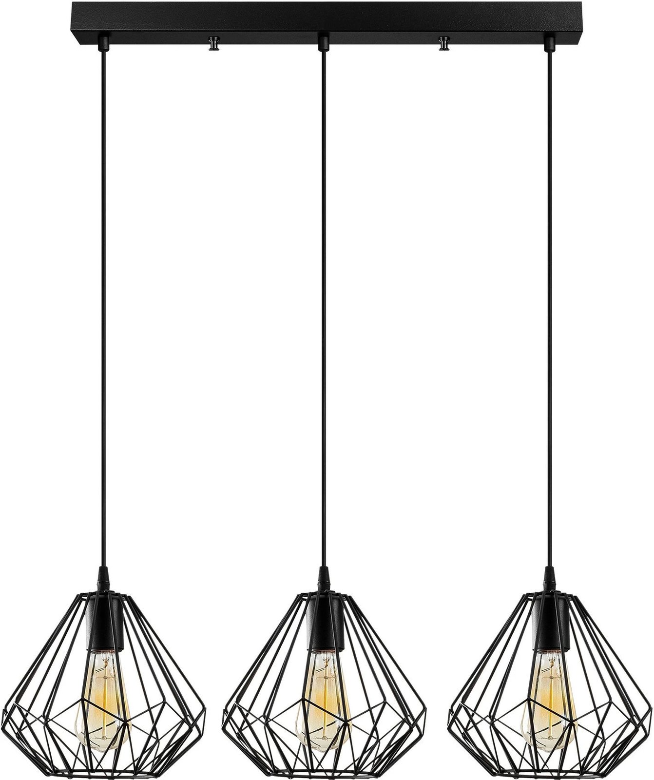 Llambë tavani Opviq, Diamond, e zezë, 3 copë, 73x117cm