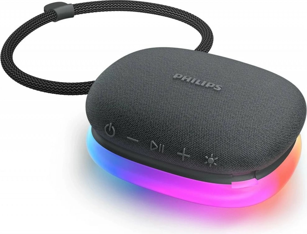 Altoparlant Bluetooth, Philips, TAS2307BK/00, 5W, mono, 7 orë bateri, Bluetooth 5.3, USB-C, me drita, e zezë