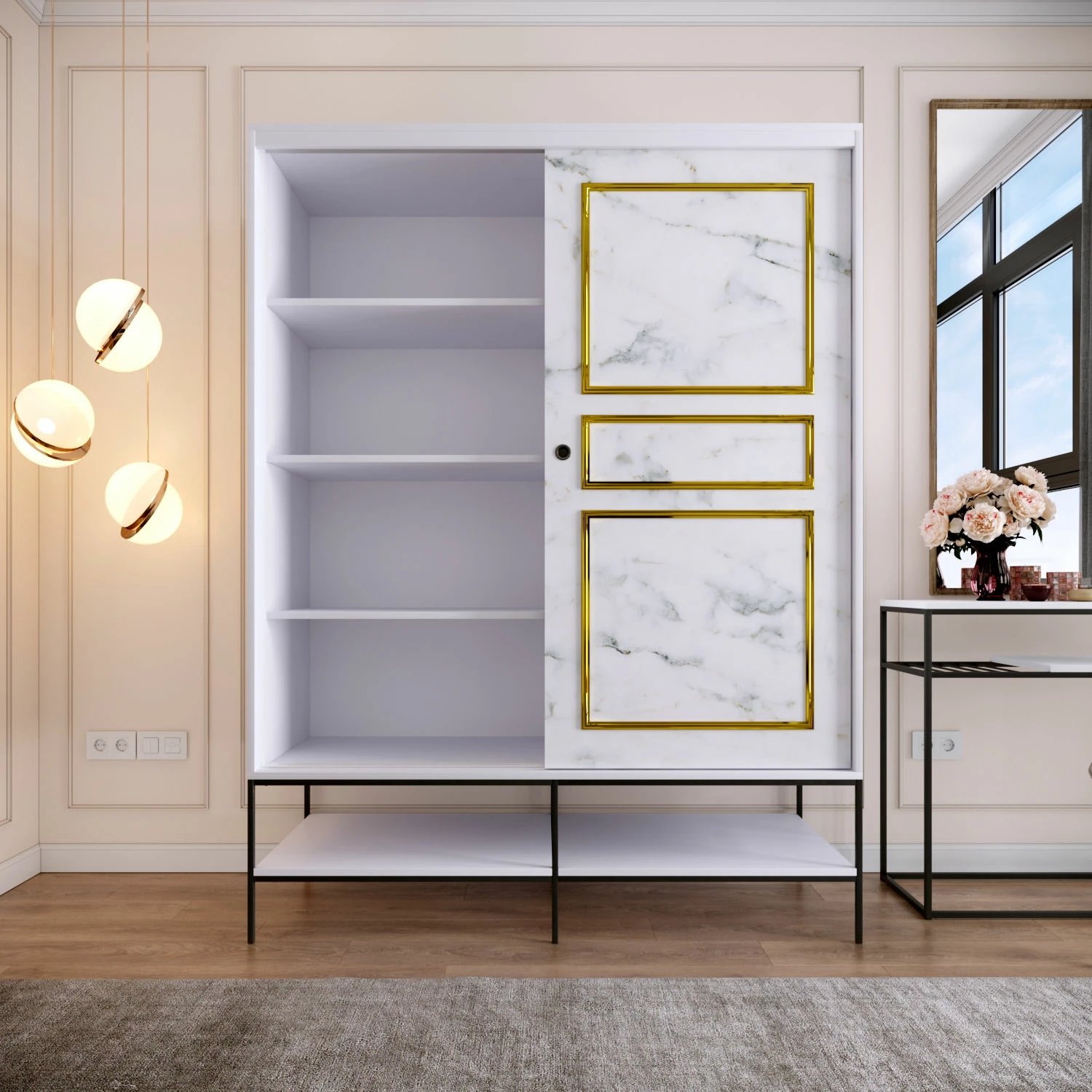 Dollap Hanah Home Martin 150, i bardhë, i zi, i artë