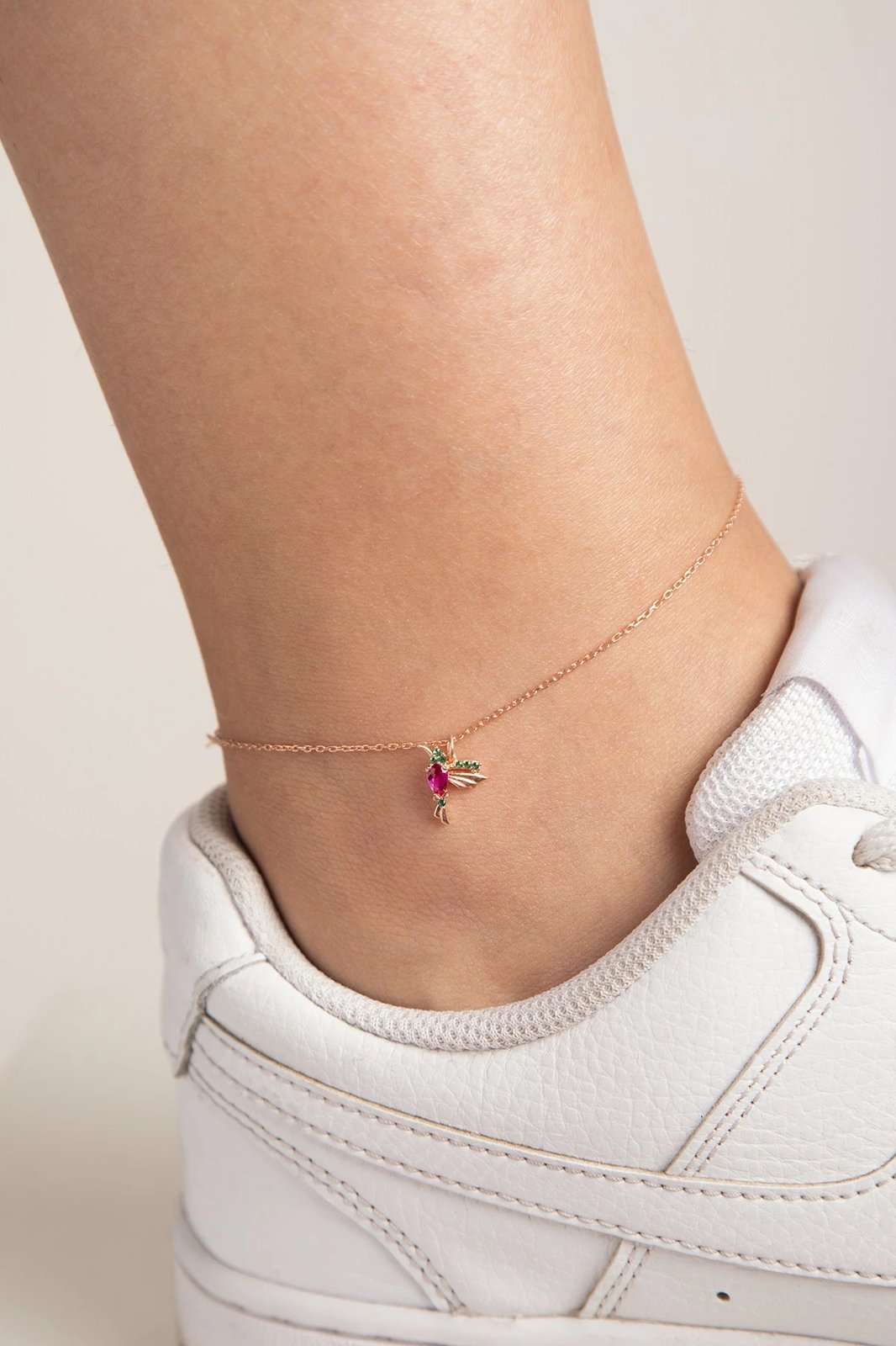 Byzylyk kyçku për këmbë, argjend 925, ngjyrë rozë e artë, Elika, ELKSLVR7596R