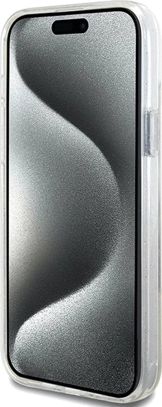 Mbështjellës Guess GUHMP15MHRSGSD për iPhone 15 Plus / 14 Plus 6.7", transparent, me unazë dhe MagSafe