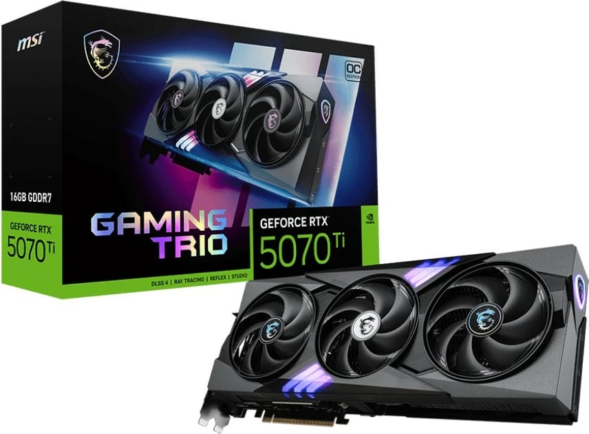 Kartelë grafike MSI GeForce RTX 5070 Ti Gaming Trio OC 16GB GDDR7 e zezë