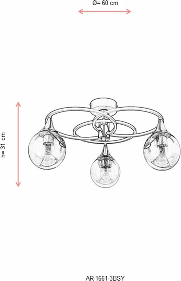 Llambadar Opviq, ngjyrë e zezë dhe bronzi, AR-1661-3BSY