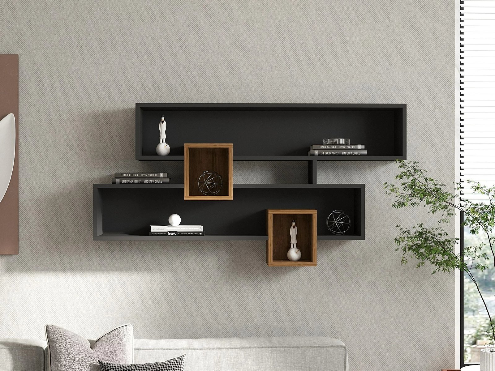 Raft muri Hanah Home Karen, ngjyrë arre dhe antracit