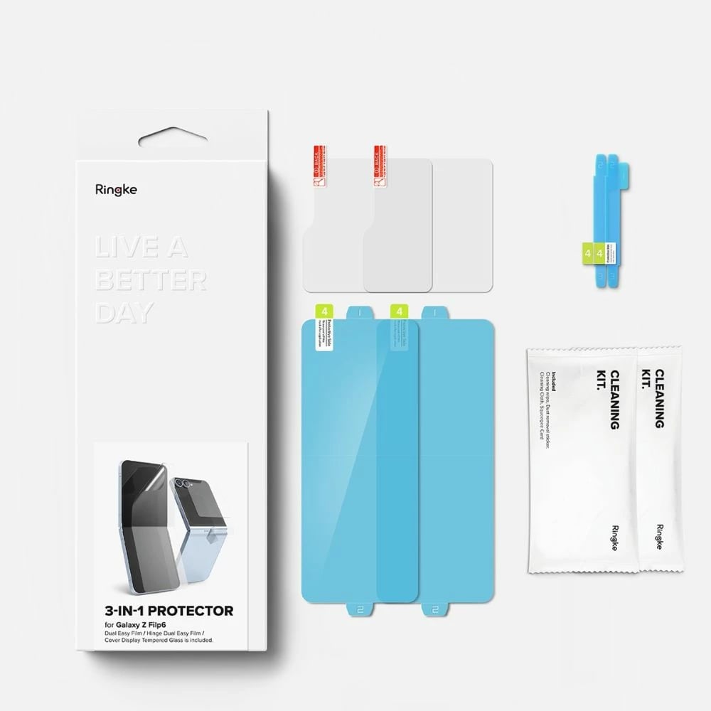 Mbështjellës Ringke 3in1 Protector set për Samsung Galaxy Z Flip 6, 2 copë, Transparent