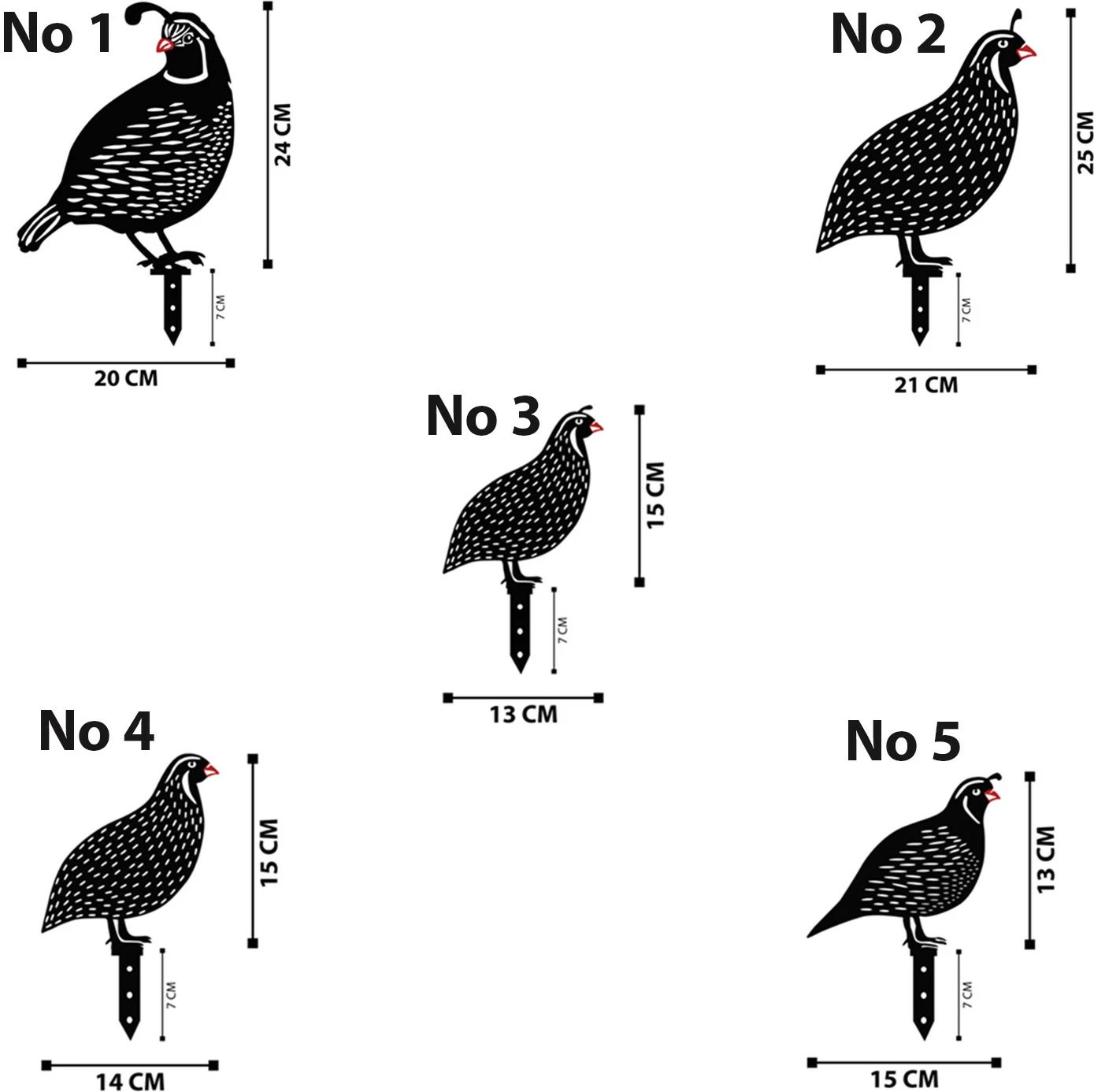 Set dekorativ metalik për kopsht, dizajn Aberto, thëllëza