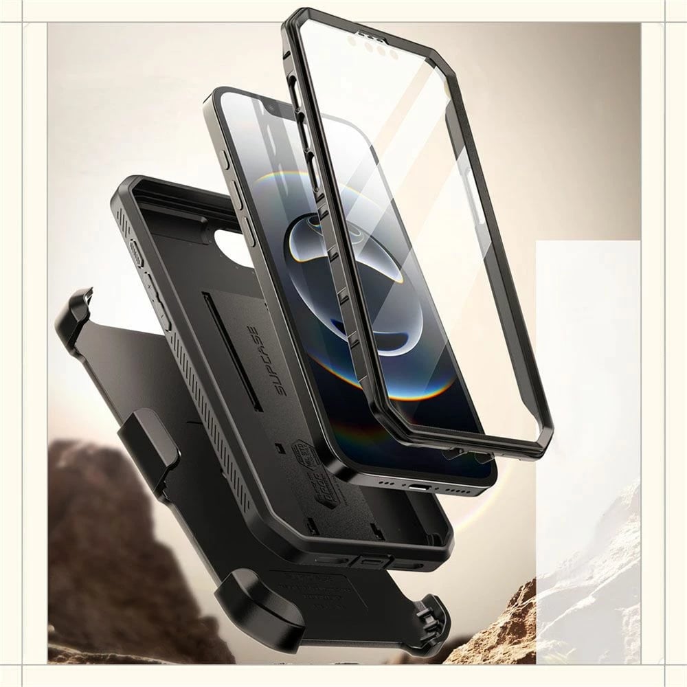 Mbështjellës Supcase Unicorn Beetle Pro për iPhone 16e, i zi, me klip rripi