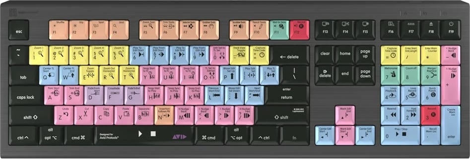 Tastierë LogicKeyboard Astra 2 DE për Mac, për Avid Pro Tools, me taste të ngjyrosura
