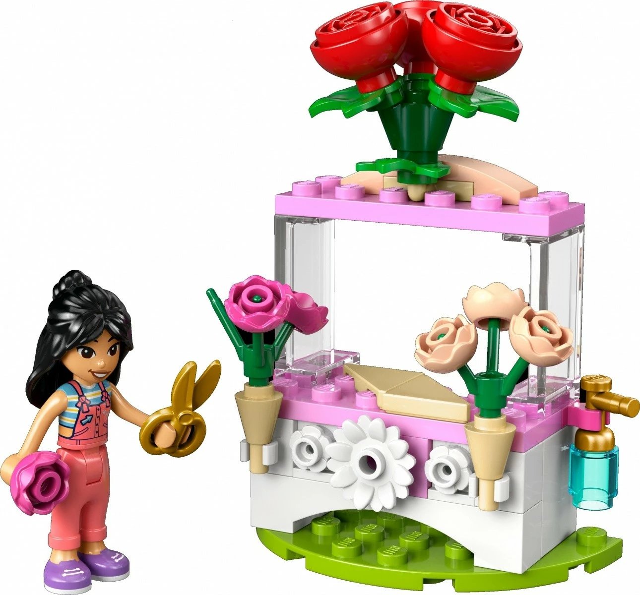 Set LEGO Friends 30721 kioskë lulesh me trëndafila, 55 pjesë, 5+, me mini-doll Liann
