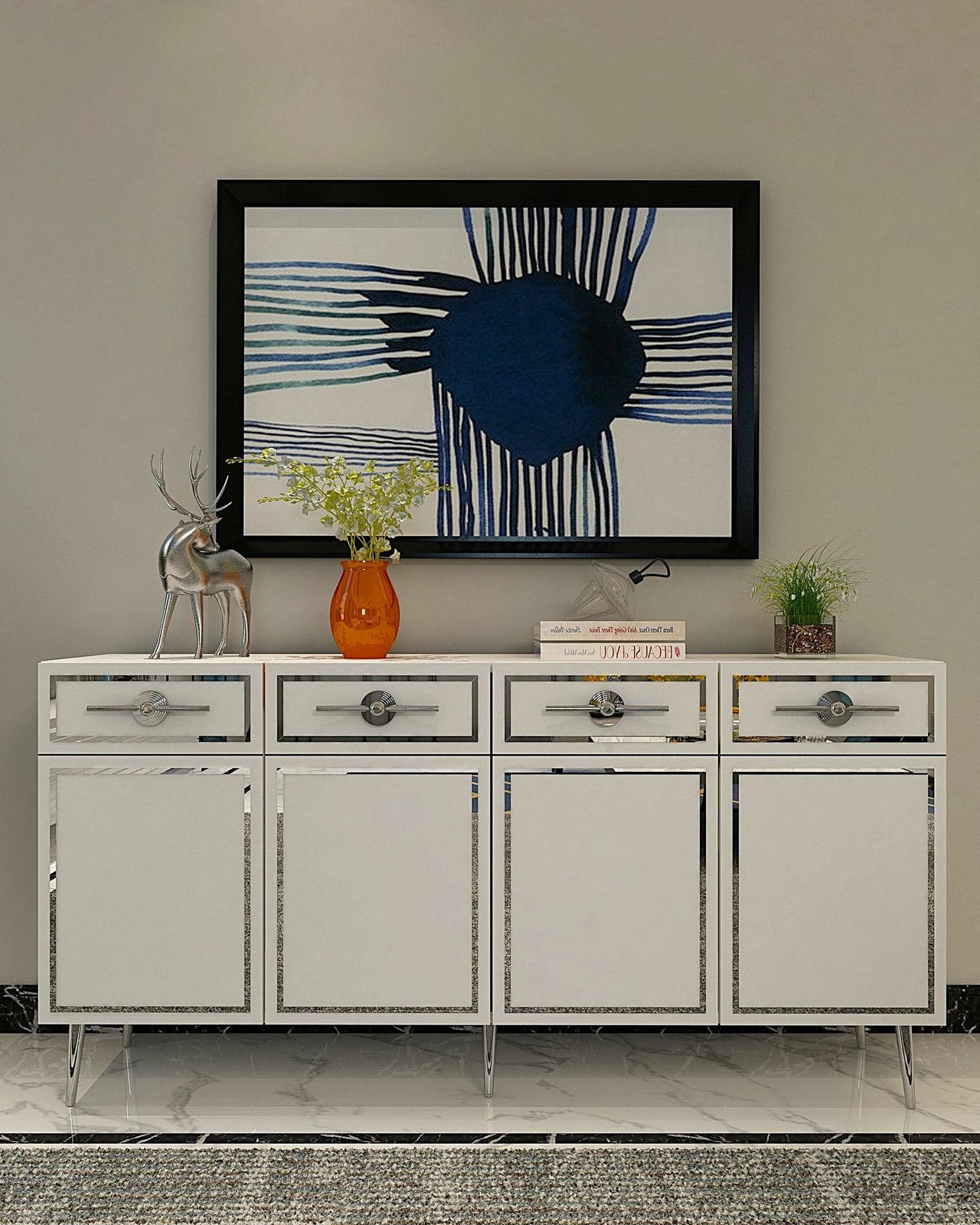 Konsol Skye Decor, Belly KB150, bardhë, argjend