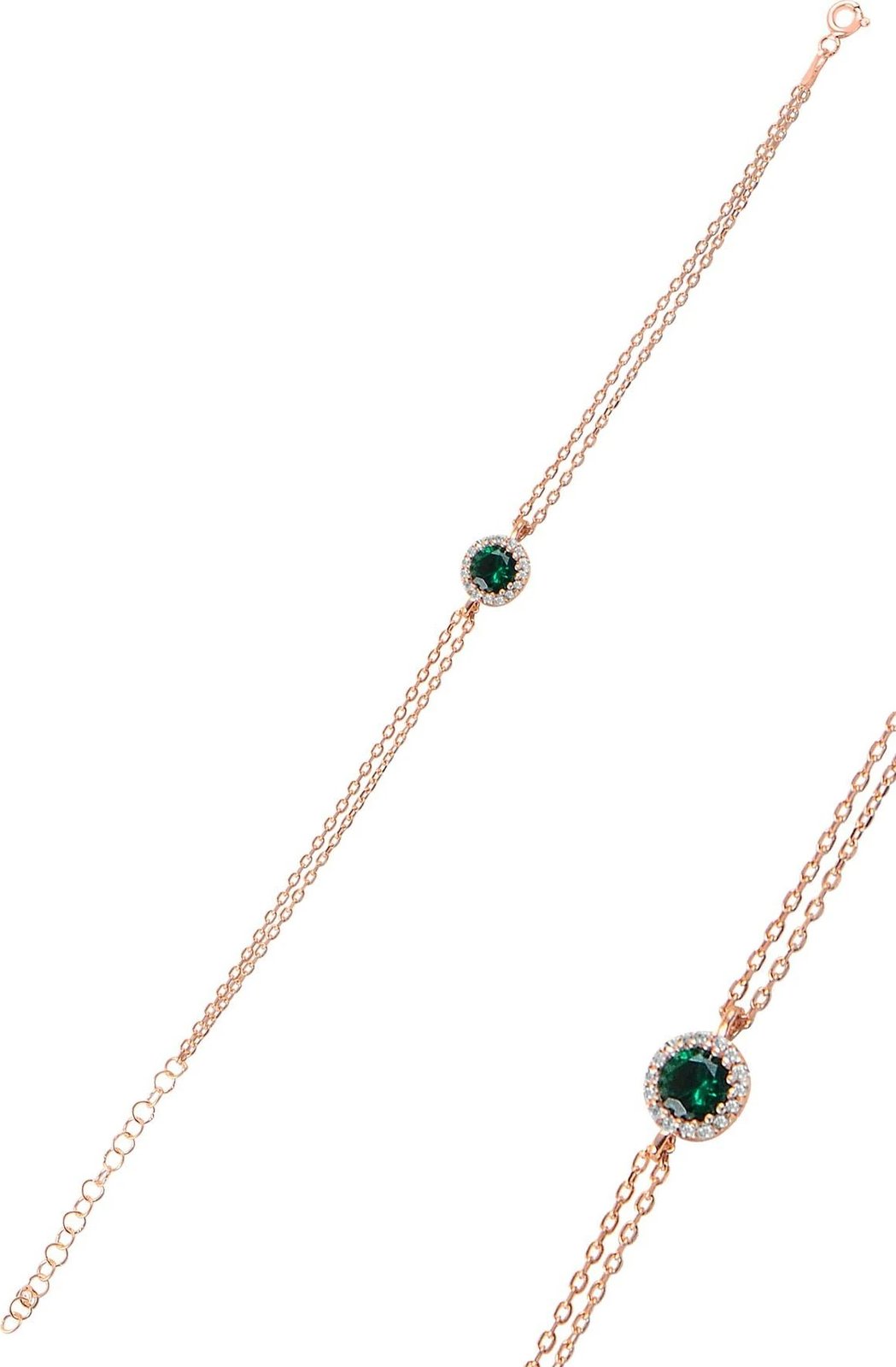 Byzylyk argjendi Jumeon, ngjyrë e gjelbër dhe ari rozë, 9915YSL