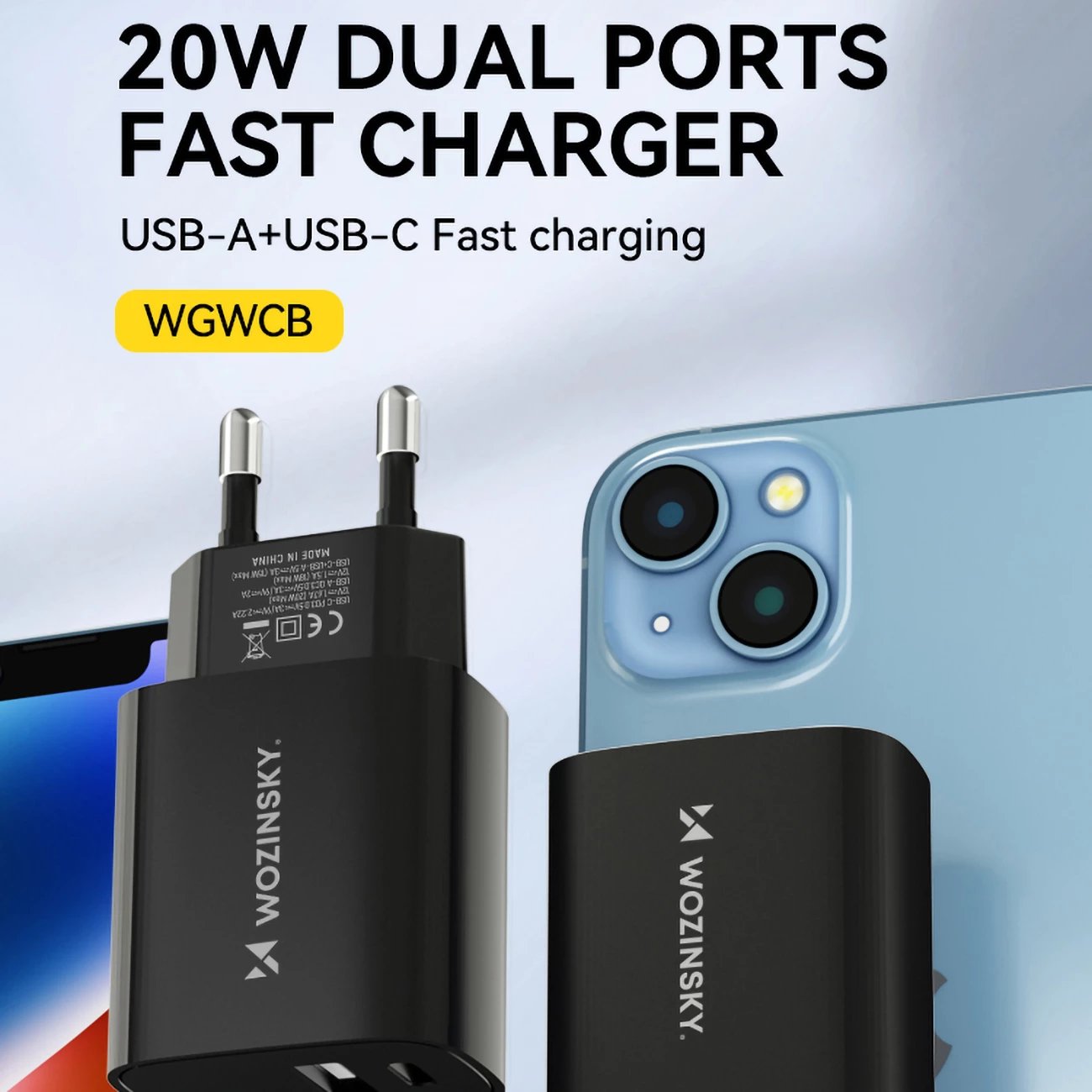 Karikues muri Wozinsky WGWCB, 20W, 2 porta USB-A/USB-C, i zi