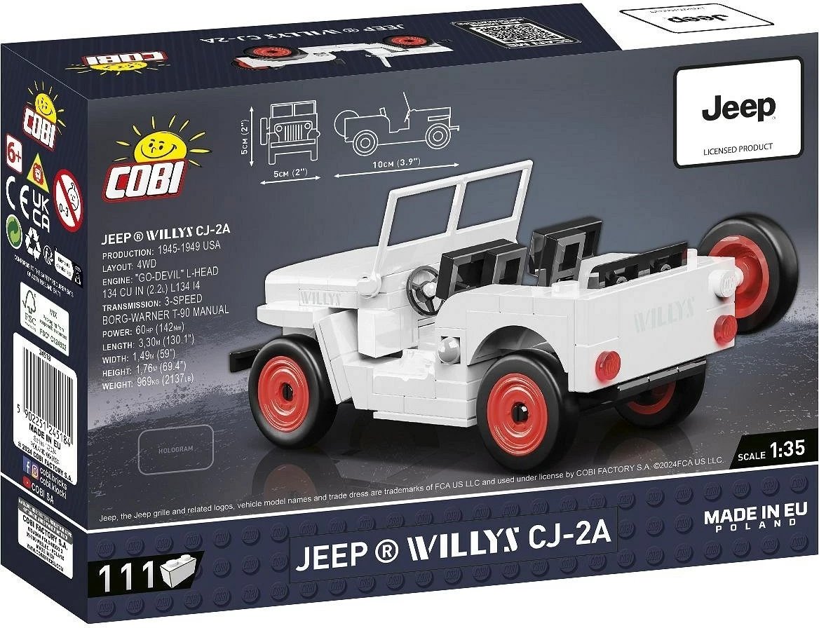 Set blloqe ndërtimi COBI Jeep Willys CJ-2A, 111 pjesë, zi