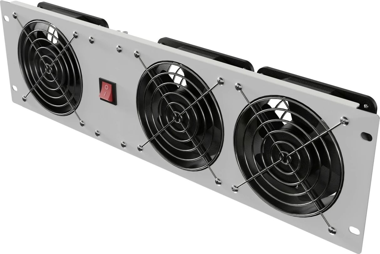 Panel ventilimi rack 19", Lanberg AK-1506-S, 3U, 3 ventilatorë, 50 W, 230V, kabllo 2 m, gri RAL 7035